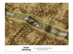 Detail of warm fleece lining and sturdy outdoor stitching on men's winter vest jacket