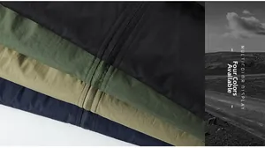 Detail showing four reversible fleece vests with full zipper closure in various colors