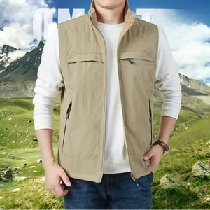 Detail showing the inner fleece lining and multiple zipper pockets of the outdoor vest