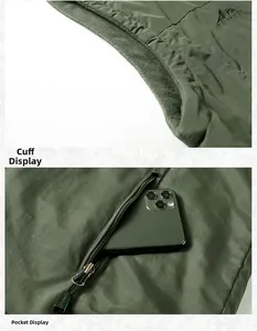 Detail showing elastic armholes and secure zipper pockets on a warm fleece vest