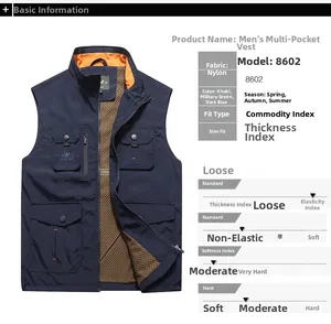 Détail de gilet pour homme avec poches multiples montrant le tissu nylon et doublure en maille