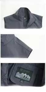 Detailed views of the collar and mesh lining on this grey outdoor sports vest