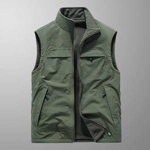 Men Reversible Fleece Vest Outdoor Casual Stand Collar Sleeveless Jacket With Zipper Pockets Winter Warm Windproof Waistcoat