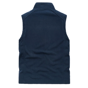 Herren Outdoor Fleece-Weste in Dunkelblau mit Stehkragen in der Rückansicht
