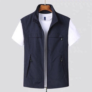 Men Outdoor Cargo Vest Multi Pocket Fishing Photography Lightweight Windproof Zippered Waistcoat Casual Breathable Tactical Top