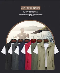 Outdoor quick-dry vest available in six colors with multiple utility zipper pockets