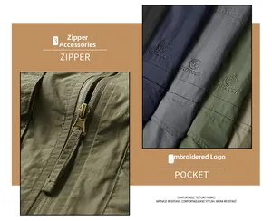 Detail view of metal zipper and PK OUTDOOR embroidered pocket on casual vest