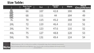 Detailed size chart for men's lightweight casual vest including M to 5XL measurements