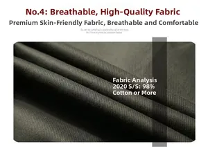 Close-up of olive green 98% cotton twill fabric showing soft texture and breathability