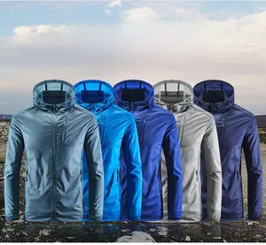 Selection of ultra-thin breathable men's sun protection jackets in five colors for outdoor fishing