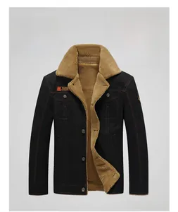 Detail of men's winter jacket with warm brown fleece lining and outdoor embroidery