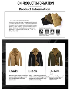 Detailed view of fleece lining and multi-pocket design on heavy cotton winter jackets