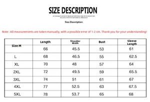 Detailed size guide table for men fleece jacket including measurements from M to 5XL