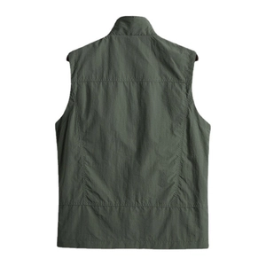 Outdoor military green utility vest for men with stand collar and durable fabric