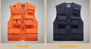 Detail of outdoor utility vest featuring breathable mesh lining and multi-pocket design