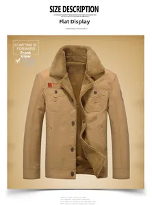 Detail view of khaki men's fleece jacket showing soft sherpa lining and cotton fabric