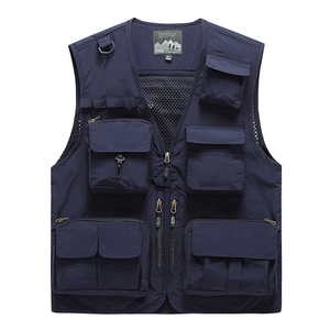 Men's Outdoor Multi-Pocket Fishing Vest Breathable Mesh Lining Photography Waistcoat Casual Sleeveless Jacket For Hiking Camping