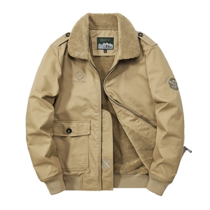 Blouson Bomber d'Hiver pour Hommes Doublé en Polaire Manteau Matelassé Chaud Col en Fausse Fourrure Style Militaire Décontracté