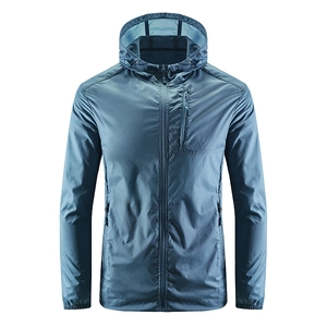 Men Lightweight Sun Protection Jacket Nylon Spandex Blend Ultra Thin Breathable Hooded Outdoor Fishing Windbreaker Coat