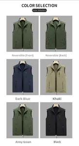 Gilet de plein air pour hommes à poches multiples avec design réversible en quatre coloris