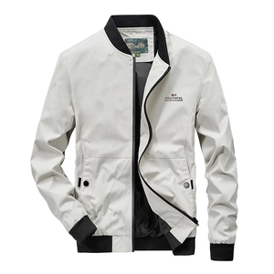 Men's Casual Bomber Jacket Windproof Polyester Zip Up Outerwear For Spring Autumn Outdoor Daily Sports Style Lightweight Coat