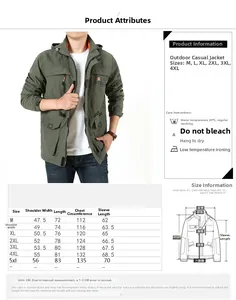 Detailed size chart for outdoor waterproof jacket including chest and sleeve measurements