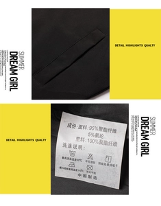 Detail of jacket side pocket and laundry label showing 95% polyester fabric content