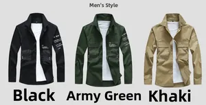 Close-up of long-sleeve casual shirts with pocket stripe details in black green and khaki
