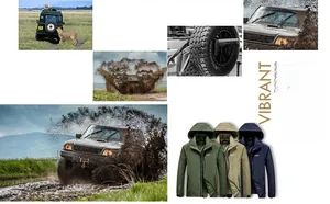 Mens hooded outdoor jacket shown in army green, khaki and navy blue with durable zipper