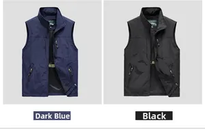 Detail of outdoor vests with multi-zipper pockets and breathable mesh lining