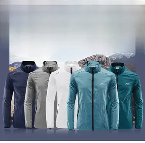 Men's ice silk sun protection jackets in multiple colors with full-zip stand collars