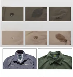 Detail showing quick-dry fabric absorption process and reinforced collar stitching on shirt