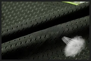 Detail showing the breathable honeycomb mesh fabric with high air circulation technology