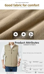 Detailed macro view of khaki reversible polar fleece vest with quality zipper pockets