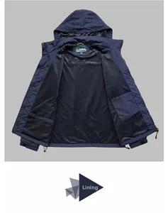 Detail view of the breathable mesh lining and inner pocket of this outdoor jacket