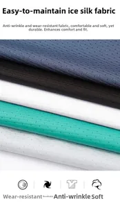 Detailed view of breathable ice silk fabric showing mesh texture and various color options