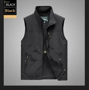 Detail of outdoor leisure vest with zip pockets and breathable mesh lining