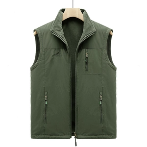 Gilet De Plein Air Pour Hommes Doublé De Polaire Coupe-Vent Col Montant Multi Poches Gilet Pour Pêche Photographie Randonnée Casual Sport Bodywarmer