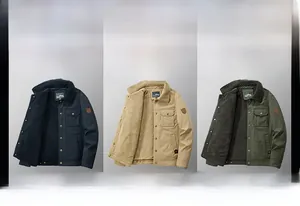 Detailvergleich der navy, khaki und grünen gefütterten Jacken mit Canvas-Struktur
