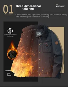 Detailaufnahme der Herren-Winterjacke mit dickem Fleece-Futter und winddichtem Stoff