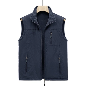 Gilet d'extérieur bleu marine pour homme avec doublure polaire et col montant zippé