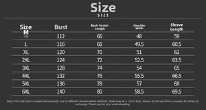Detaillierte Größentabelle für Herrenjacken mit Maßen von M bis 6XL in einer Tabelle