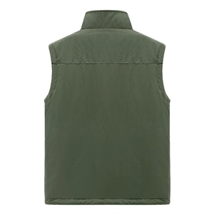Gilet de loisirs extérieur vert olive pour hommes avec col montant et tissu coupe-vent