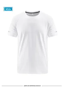 Detail of white raglan sleeve T-shirt with breathable mesh fabric and grey trim