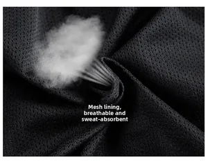 Macro detail of black breathable mesh lining for outdoor jackets showing airflow