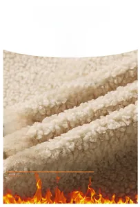 Detailed close-up of thick beige sherpa fleece lining showing soft thermal texture