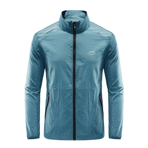 Men's Lightweight Sun Protection Jacket Summer Breathable Outdoor Skin Jacket Stand Collar Quick Dry UV Protection Windbreaker Top