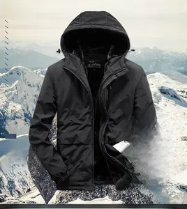Détails de la veste d'hiver homme avec doublure polaire et capuche coupe-vent à cordon
