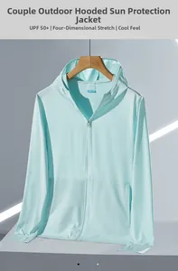 Détail de la veste anti-UV en soie glacée avec indice UPF50+ et texture rafraîchissante