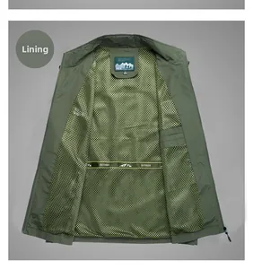 Detail of olive green fishing vest showing breathable mesh lining and outdoor webbing